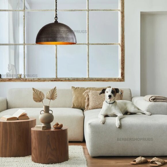 Set of 2 brass dome pendant light, Hanging Lamp , Lampshades Lighting, Art Deco - Picture 5 of 10